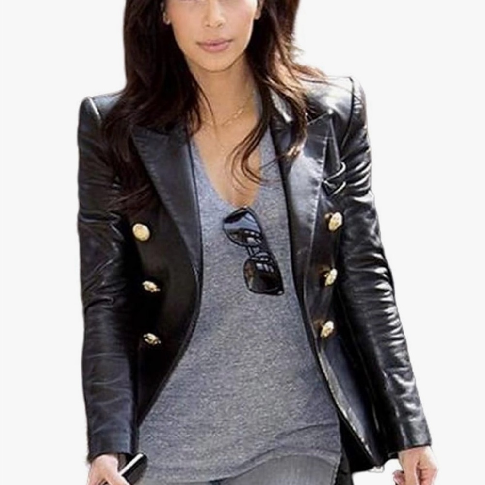 Shoqz fashionz Kim Kardashion style leather jacket sz S 4-6